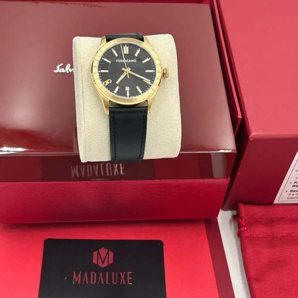 Men's Salvatore Ferragamo, Swiss watch 42 mm black strap NWT